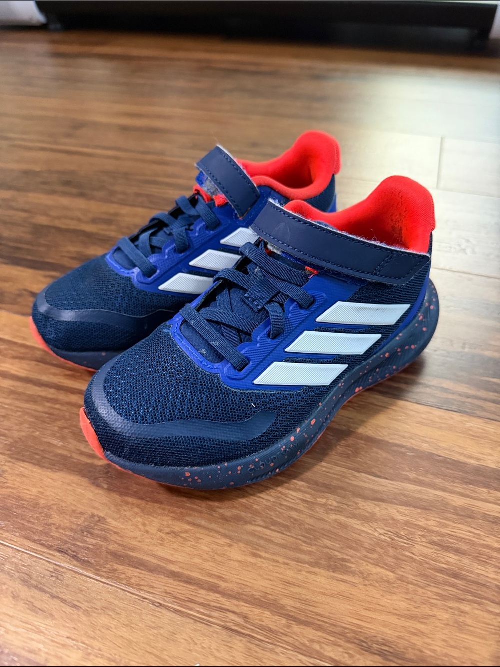 Adidas Kids Navy Athletic Sneakers with White Stripes